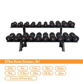 275kg round dumbbell set with rack